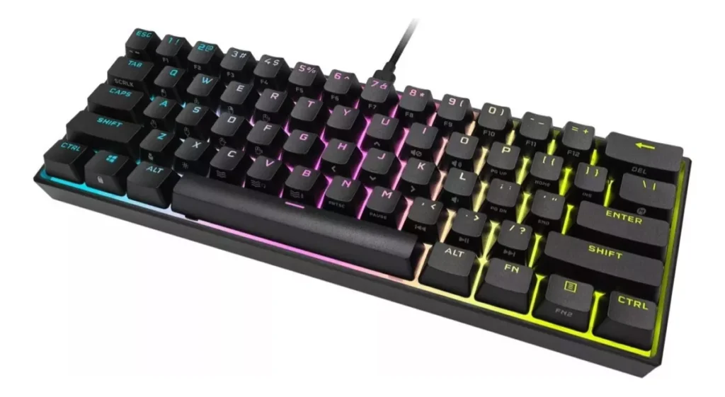 Vista frontal del teclado.